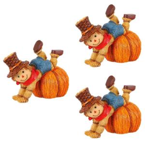 3 STK Kürbis-Vogelscheuche Vogelscheuche-kürbis-Ornamente Halloween-partygeschenke Künstliche Halloween-kürbisse Scarecrow-figurenspielzeug Kürbishandwerk Belohnung Herbst Har