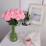 Kunstmatige Zijde Roos Bloem Enkele Stam Levensechte Nep Roos voor Bruiloft Boeket Bloemenarrangementen Huis Feest Bloemstuk Decoratie, 10 stuks (Roze)