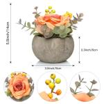 Kunstroos bloem met pot, combinatie van namaakzijden roos en groen, kleine kunstplant met eucalyptusbladeren voor slaapkamer, boekenkast decoraties (1, bruine roos)