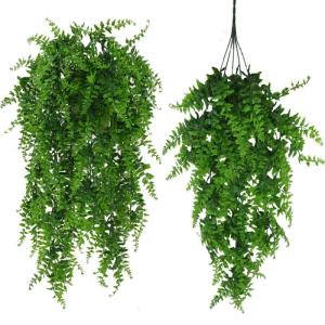 2-Pack Kunstmatige Hangende Planten nep Klimop Bladeren Boston Ferns Perzisch Rotan voor Binnen Buiten,Groen Woondecoratie Faux Wijnstok voor Tuin/Slaapkamer/Boerderij Esthetische 
