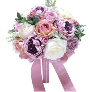 Hochzeitsstrauß for die Braut mit künstlichen Blumen, Hochzeitsstrauß im Knopfloch, Brautjungfernstrauß