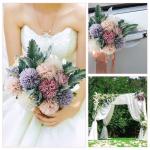 8 stuks boeket, , boeket, decoratie, roze, oranje, wit, paars, dahliabloem, hortensia, voor decoratie, bruiloft, huis, kantoor, feest, café