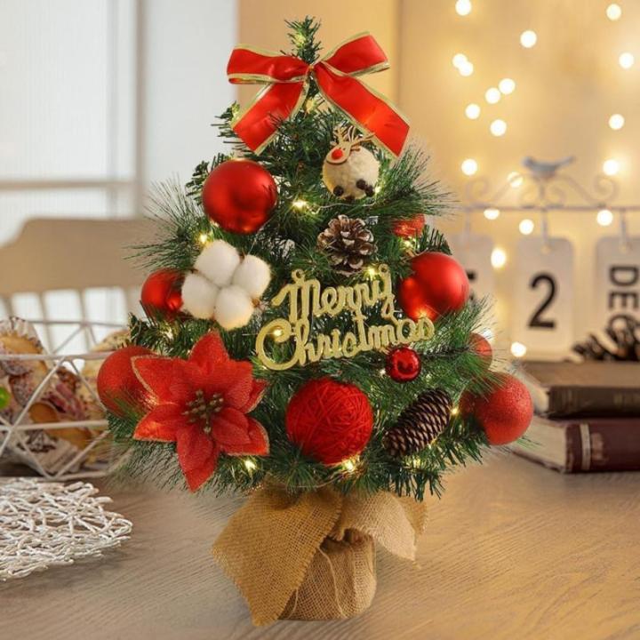 Kleiner Weihnachtsbaum mit Beleuchtung Mini Weihnachtsbaum Klein Geschmückt LED Tisch Tannenbaum Künstlich Klein mit Lichterkette Weihnachtsbäume mit Weihnachtsdeko DIY Tischdek