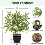 43 cm kunstplant bamboe bonsai in zwarte keramische pot kunstbamboe kamerplant voor badkamer, eetkamer, woonkamer decoratie