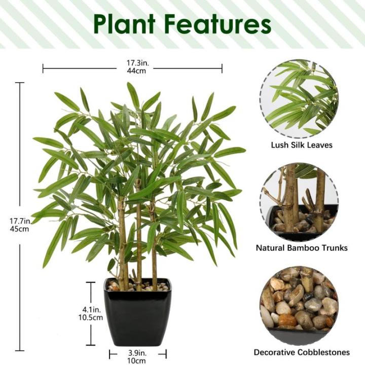 43 cm kunstplant bamboe bonsai in zwarte keramische pot kunstbamboe kamerplant voor badkamer, eetkamer, woonkamer decoratie