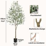 Kunstolijfboom, 180 cm, grote olijfboomplant, nep plastic planten in pot, kunstboom voor woonkamer, slaapkamer, kantoor, decoratie, tuin