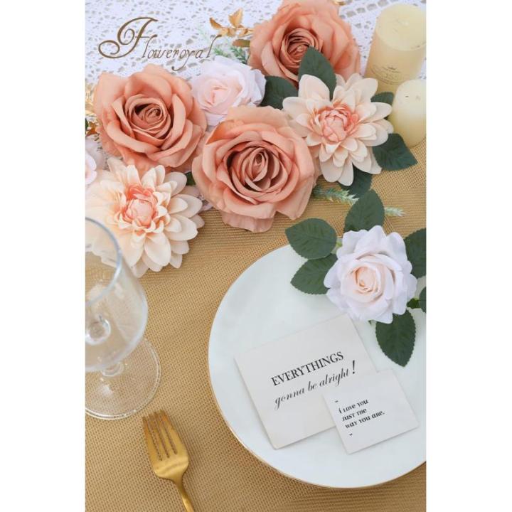 Künstliche Blumen, künstliche Rosen, Dahlie mit Stielen für selbstgemachte Hochzeit, Brautsträuße, Babyparty, Blumenarrangement, Tischdekoration, Heimdekoration (Hautfarbe)