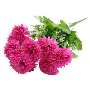 Kunstblumen Künstliche Pompon-Chrysantheme Kunstblumen Innen Heißes Rosa Seidenblumen Dekoration für Draußen Garten Outdoor Balkon