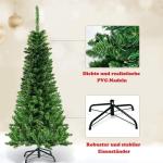 Kerstboom met warmwitte ledverlichting, kunstkerstboom met klapsysteem en metalen standaard, pvc-naalden, kunstboom, kerstgroen, 135 x 200 x 225 cm