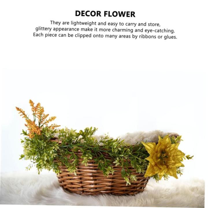 7 Stück Künstliche Blumen Weihnachtsdekoration Künstliche Weihnachtsblumen Stoff Weihnachtsstern Künstliche Blumen Girlanden Bodenaufkleber Für Bänder Festliches
