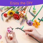 Kunstbloemen, bouwset, bloemen, planten, boeket, namaakbloemen voor decoraties, decoratie, bloemen, rozen, volwassenen, als cadeau, doe-het-zelf geschenken, baksteenbloemen (paars 