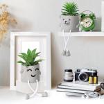 Set van 2 in pot, mini-kunstplant nepvetplanten met hangende poten, emotioneel cement potplant faux decoratieve plant voor thuis, kantoor, tafeldecoratie boekenkast