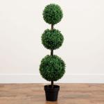 Künstlicher Buchsbaum-Formschnittbaum mit drei Kugeln, 1,2 m (Indoor/Outdoor)