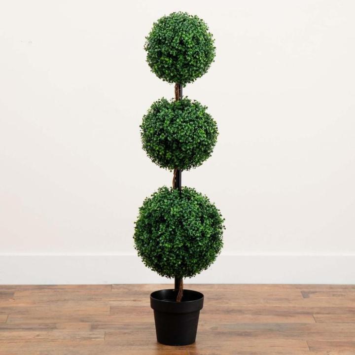 Künstlicher Buchsbaum-Formschnittbaum mit drei Kugeln, 1,2 m (Indoor/Outdoor)