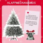 Niwa Kerstboom met verlichting, versierde flock-look, 2-in-1 kunstkerstboom met lichtketting, 200 warm wit licht en 400 PE + pvc-takken, opvouwbare dennenboom (H150 cm)