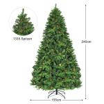240cm LED Künstlicher Weihnachtsbaum, Christbaum mit Klappsystem und Metallständer, Tannenbaum geschmückt, Kunstbaum Weihnachten ideal für Zuhause, Büro, Geschäfte und Hotels