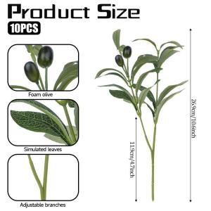 10 Stück Olivenzweige Künstlich, 30cm Simulation Grüner Olivenbaum Deko Künstliche Zweige Griechische Deko für Hochzeit, Garten, Haus, Büro, Indoor Outdoor Dekoration
