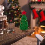 Mini-kerstboom, 17 cm, vilt met houten basis, kunstkerstversiering, miniatuur, dennenboom, tafeldecoratie, kleine kerstversiering, decoratie, geschenken, kerstdecoratie om te knuts