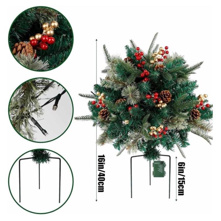 Weihnachts-Pflanzgefäß, künstliche Weihnachtsblumen für den Außenbereich, Urlaubs-Pflanzgefäßfüller, Urlaubs-Pflanzgefäß-Dekorationen, Urlaubs-Pflanzgefäß mit Lichtern,