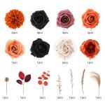 Halloween Künstliche Blumen Schwarze Blumen Mix Seidenblumen Gefälschte Rosen mit Stielen für DIY Hochzeit Brautsträuße Babyparty Blumenarrangement Tischdekoration Heimdekorat