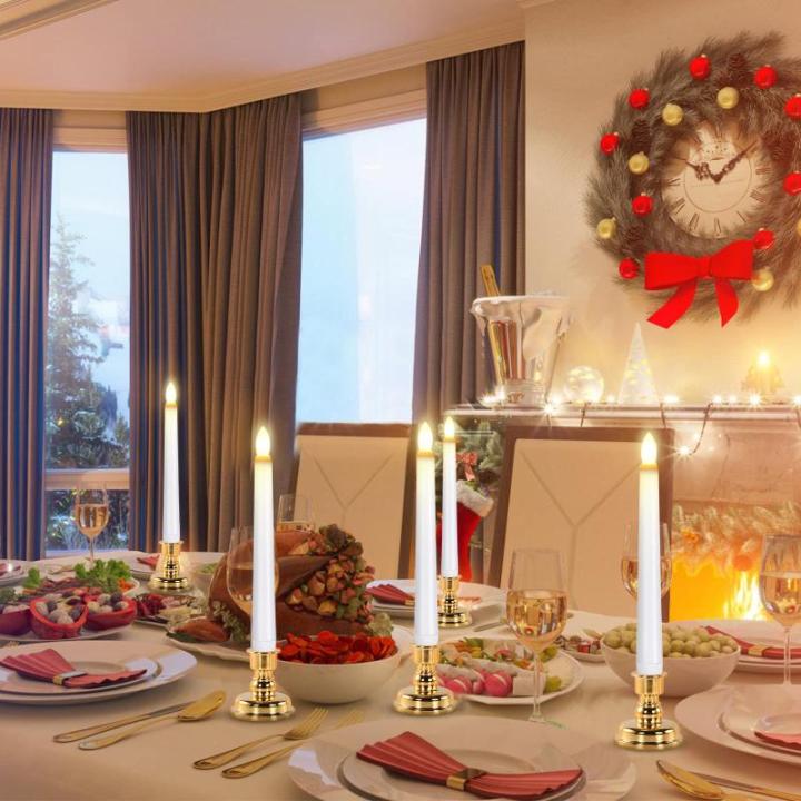 Led-staafkaarsen met timerfunctie en afstandsbediening, 8 stuks, op batterijen werkende raamkaarsen met kaarshouder, vlamloze kaarsen voor buiten, dimbaar, voor kerstdecoratie