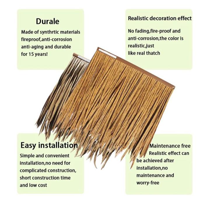 Simulation Thatch Tile Plastic Natural Wild Fake Straw Artificial Fake Thatch Straw Dekoration Bauernhaus Traufe Stroh Pe Flame Retardant Plastic (Farbe: Gelb A,Größe: 2St)