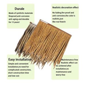 Palm Thatch Roll Künstliche Stroh Kunststoff Künstliche PVC Holzhaus Pavillon Fake Stroh Natürliche Dachdekoration Feuerfest Und Flammenhemmend Thatch Roll 0.5x0.5m(1.64x1.64ft)
