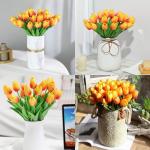 15 stuks kunsttulpen, kunsttulpen van latex, realistisch boeket van tulpen voor doe-het-zelf boeketten, bruiloft, babyfeestjes (zonsondergang)