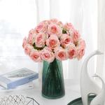 10 stuks kunstmatige zijden roos bloemen enkele stengel neprozen bloemen voor thuis feest bruiloft boeket (vlees roze)