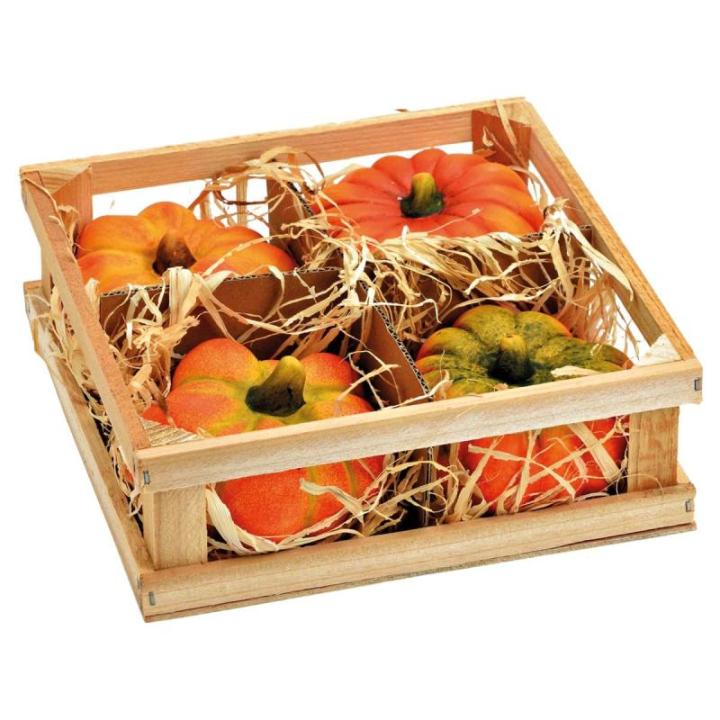 Pompoenset in fel oranje, herfstdecoratie, handgemaakte decoratieve pompoenen van klei voor binnen en buiten, weerbestendig en duurzaam, sierpompoenen, 3-delige set, perfecte Hallo