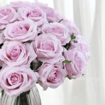 10 stuks kunstmatige zijden roos bloemen enkele stengel neprozen bloemen voor thuis feest bruiloft boeket (lichtpaars)