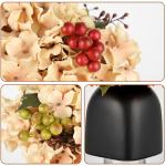 Kunstbloemen als echte kunstmatige hortensia, ivoor, decoratieve bloemen met bessen, in zwarte keramische vaas, bloemstuk voor kantoor, woonkamer, badkamer, herfst, decoratie