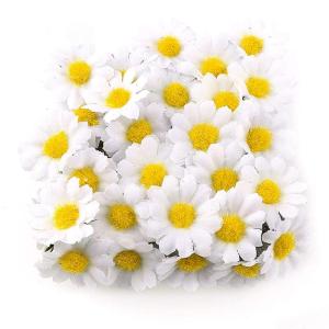 100 stuks gerbera-hoofden, kunstmatige madeliefjes, , decoratieve zijden plant voor huis, tuin, kantoor, decoratie, feest, bruiloft, boeket, wit
