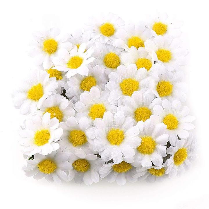 100 stuks gerbera-hoofden, kunstmatige madeliefjes, , decoratieve zijden plant voor huis, tuin, kantoor, decoratie, feest, bruiloft, boeket, wit