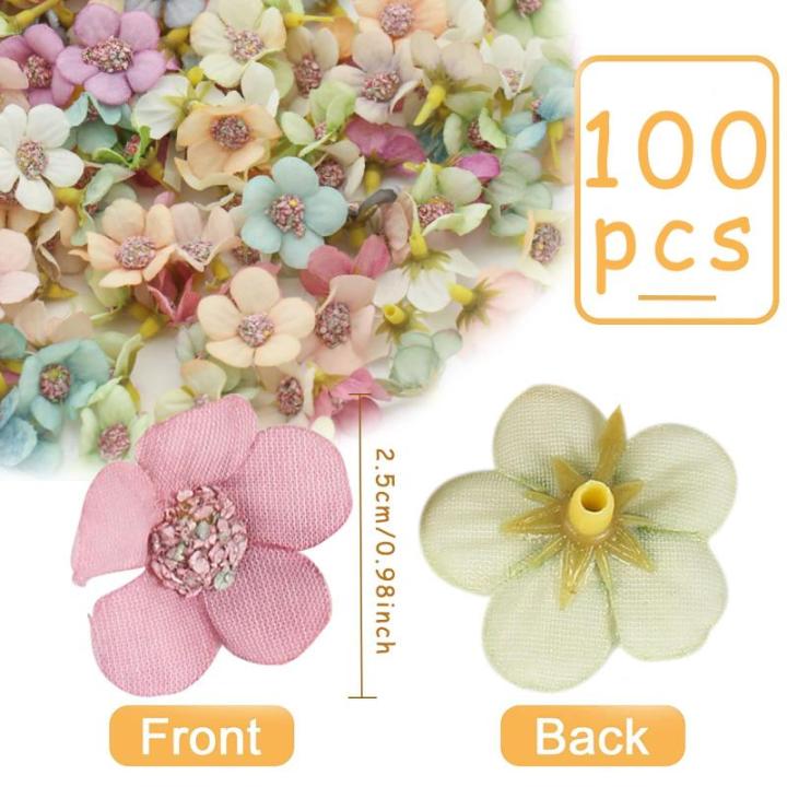 100 stuks , mini-, decoratie van zijde, meerkleurig, kunstmadeliefjes, voor huis, tuin, kantoor, decoratie, feest, bruiloft, boeket (100 stuks)