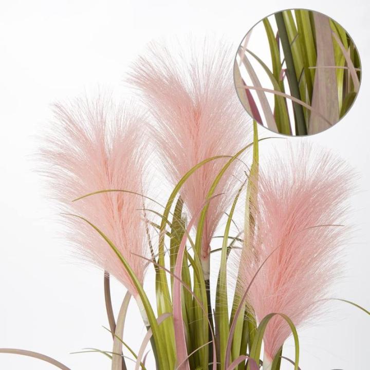 Kunstgras kunstgras, decoratief gras, hoog, 66 cm, kunstplant gras in pot, ziet eruit als echt, grasarrangement, , solitair gras, siergras, tafeldecoratie, roze