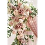 Künstliche Hochzeitsbogenblumen (5er-Pack) mit 2 Blumengirlanden und 3 durchscheinenden Gaze-Drapierstoffen für Hochzeitsfeier, Kaminsims, Tischläufer, Heimdekoration, 9