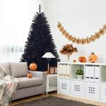 Kunstkerstboom, 180 cm, zwart, kerstboom met 1036 takpunten en metalen standaard, dennenboom voor thuis, kantoor, school, winkels