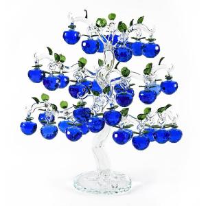 Glaskristal-appelboom met 36 ​​18, 12 stuks appels voor het knutselen van kerstboomornamenten om in te wijden, blauw, 18 hangt, 40 mm appel