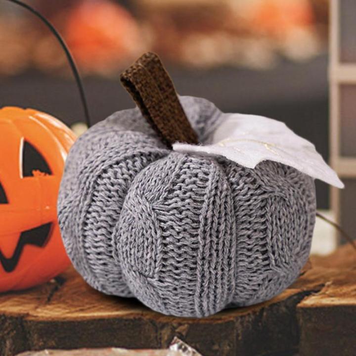Dekorative Kürbisse für Tisch, Kürbisse, Orange, Herbstdekoration, , wiederverwendbar, gestrickt, weich, warm, dekorative Ornamente für Halloween, Ostern,