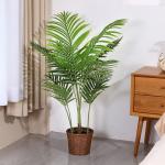 Künstliche Areca Palme 110 cm Fake Palm Tree 10 Stämme Faux Tree für Indoor Outdoor Modern Decor Feaux Dypsis Lutescens Pflanzen im Topf für Home Office (1 Stück)