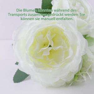 4 bundels kunstpioenrozen, kunstrozenboeketten, levensechte zijden pioenrozenboeketten voor woondecoratie, kunstzijden rozen, bloemstukken voor centrumstukken, wit