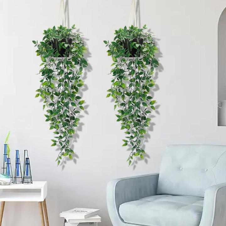 Hangende , 2 stuks, kunstplant met potten, hangplant, kunsthangplanten, echt voor binnen en buiten, balkon, wanddecoratie, kamerdecoratie