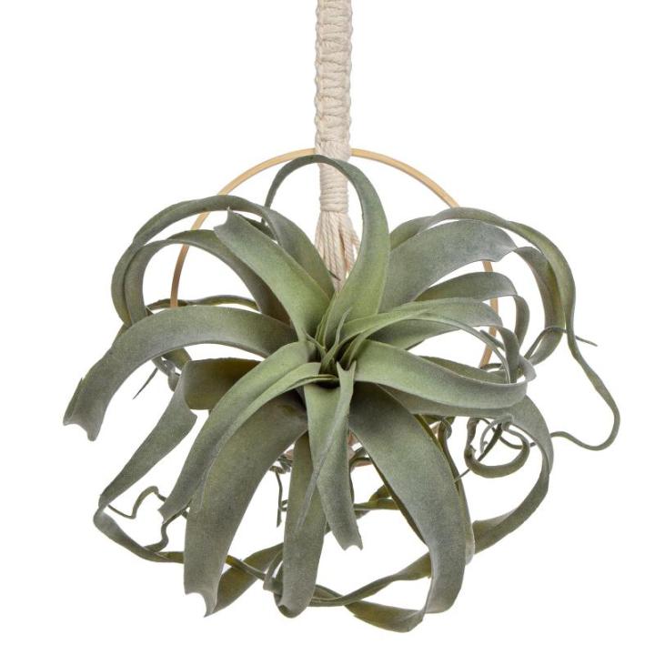 Hangende planten van 63,5 cm, kunstmatige luchtplanten, Tillandsia, kunstvetplanten met geweven katoenen touw, kunstmatige tillandsia kamerplanten, hangende nepplanten voor