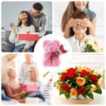 Valentijnsdag rozenbeer cadeau voor haar rozenbeer schattige teddybeer, kunstrozenbeer met rozenboeket, romantische rozen teddybeer cadeau voor Kerstmis