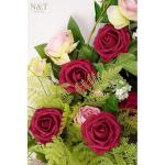 Kunstbloemen, rozen, 25 stuks, kunstrozen met steel, voor doe-het-zelf bruiloft, Valentijnsdag, Moederdag, babyshower, boeketten, bruid, woondecoratie, donkerrood