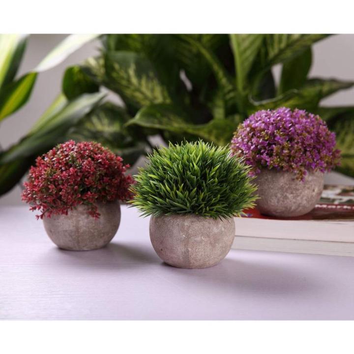 Plastic Nep Planten met Potten Decoratieve Kleurrijke Levensechte Bloem voor Thuis/Kantoor Decor Pack van 3