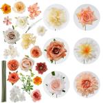 Künstliche Blumen Combo Champagner Blumen Mix Seide Blumen Dahlie Rosen mit Stielen für DIY Hochzeit Brautsträuße, Babyparty, Blumenarrangement, Tischaufsätze, Heimdekoratione