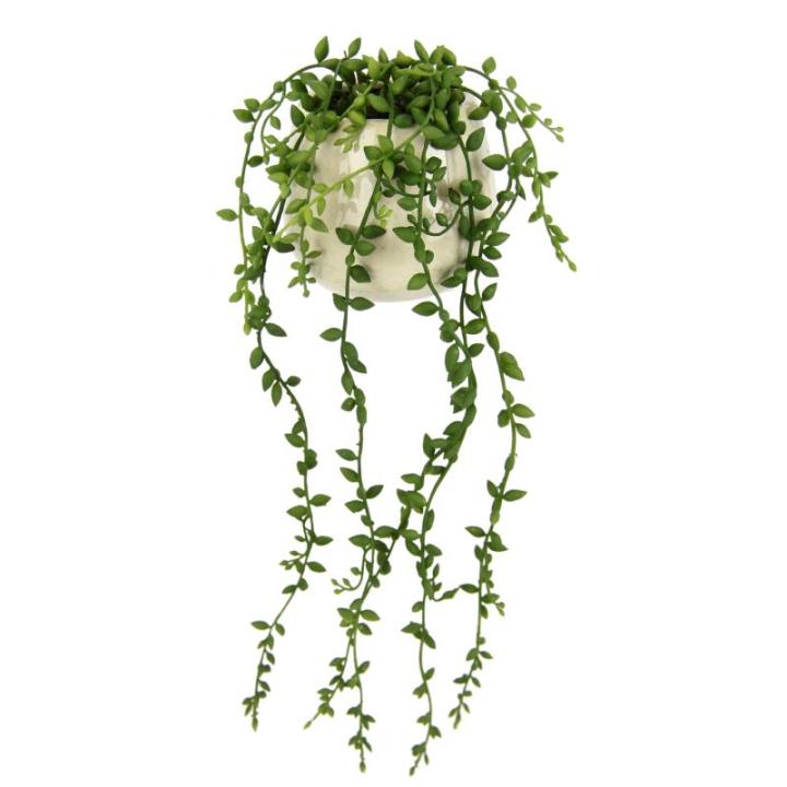 Senecio Kunstplant, hangplant, hangplant, vetplanten, wanddecoratie, kunstbloem, kunstplant, hangende hangende klimop, groene hanger, groene planten, kamerplant, decoratieve plant,