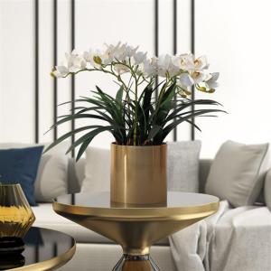 Kunstblumen Phalaenopsis-Blumenarrangement aus weißer Seide, künstliche Orchideenpflanze im Topf für Büro, Haus, Garten, Hochzeit, Tischdekoration für jeden Anlass